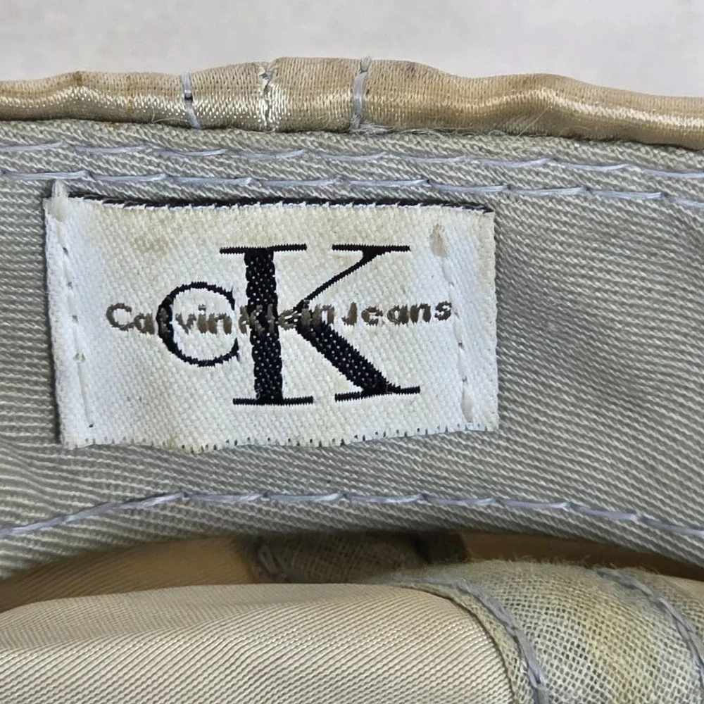 Vintage Calvin Klein Jeans Satin Snapback Hat Champagne Gold Made in USA CK Logo